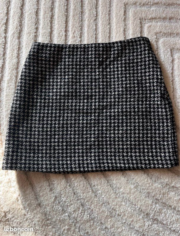 Jupe Courte H&M Noir Et Blanc Style 'Faux Portefeuille' - Taille 42 - Comme Neuve