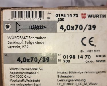 Vis Fischer Boîte de 200 vis à bois - PowerFast FPF CTP 4x70 - Tête