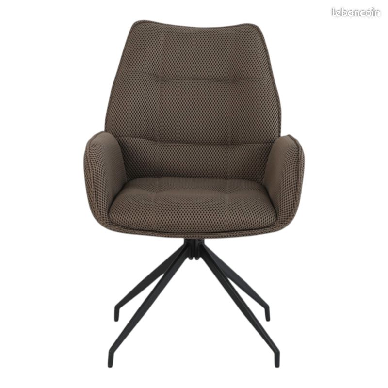 ⭐ 2 chaises pivotantes CARILO Tissu 3D Marron Pieds Métal - NEUF ⭐ Livraison France Entière (image 2)