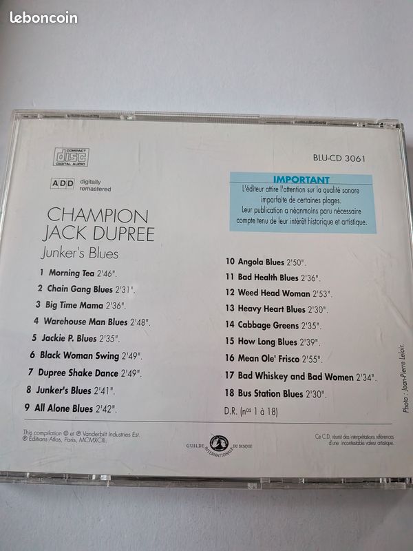 CD : Les génies du Blues : Champion Jack Dupree (image 2)