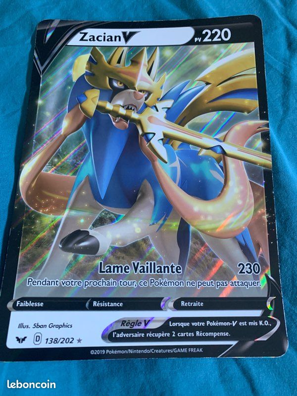 Zacian v jumbo 138/202 carte Pokémon (image 1)
