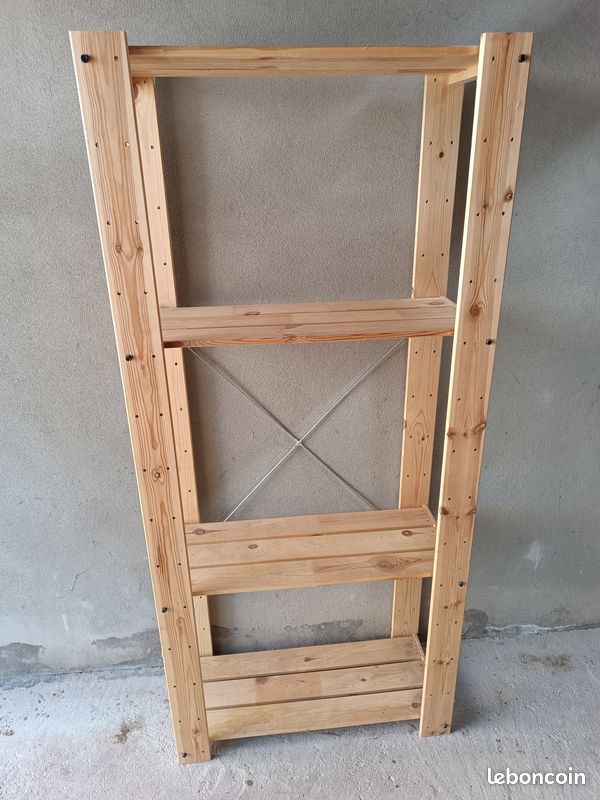 Étagère en bois (dimensions : L 80 cm, L/P 35 cm, H 175 cm) (image 1)