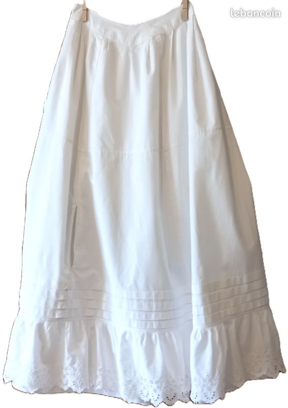 Jupon Sous-Robe En Pur Coton Broderie Anglaise - Mi-Long Ample Grande Taille, Ivoire