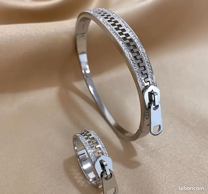Bracelet et bague en acier inoxydable neufs taille 54 (image 1)