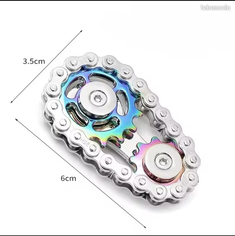Hand Spinner Métal Noir – 2 Engrenages Rotatifs – 6 X 3.5 X 1.1 Cm – Anti-stress Silencieux – Démonte Sans Outils – Fidget Toy