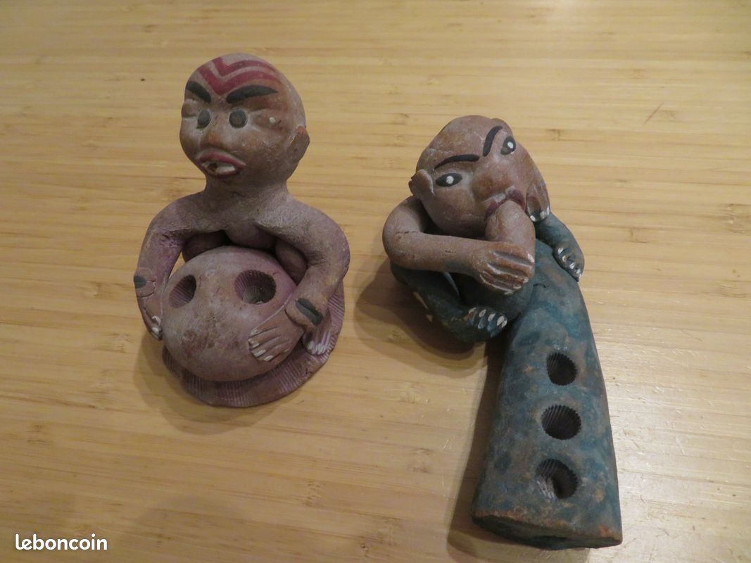 Lot de 2 sculptures en terre cuite, ethnique (Mexique?), érotique (image 1)