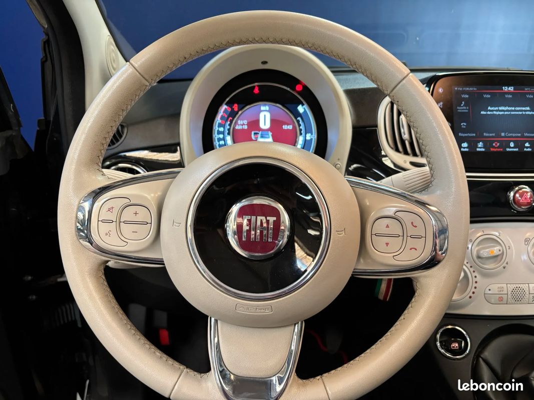 FIAT 500 1.2 69ch 69 LOUNGE - 2019 - 38 000 km - CarPlay - Cabriolet (image 9)