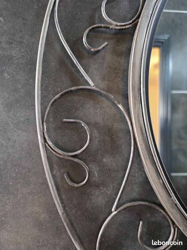 Lot 2 Miroirs métal noir gris - Diam. 68 cm dont 1 offert (image 10)