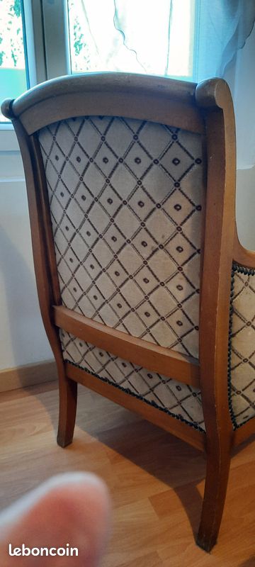 Fauteuil Bergère en velours bleu - à crosses- (image 4)