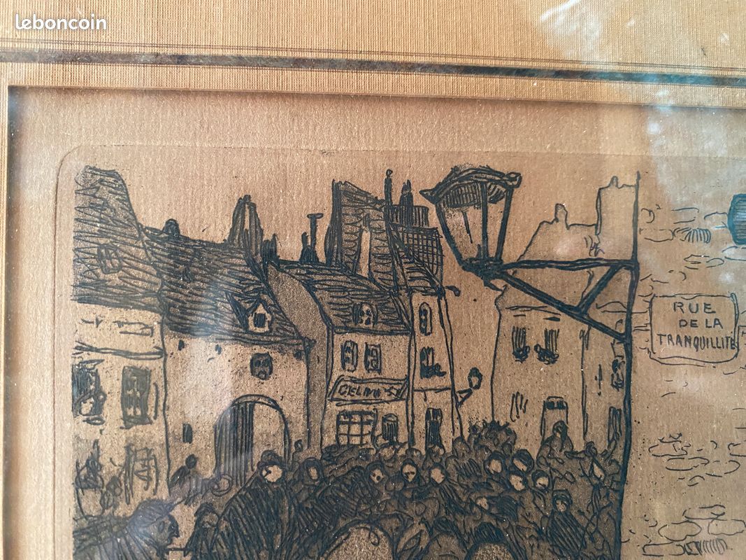 Roméo Dumoulin tableau gravure " Rue de la tranquillité " signé numéroté (image 15)