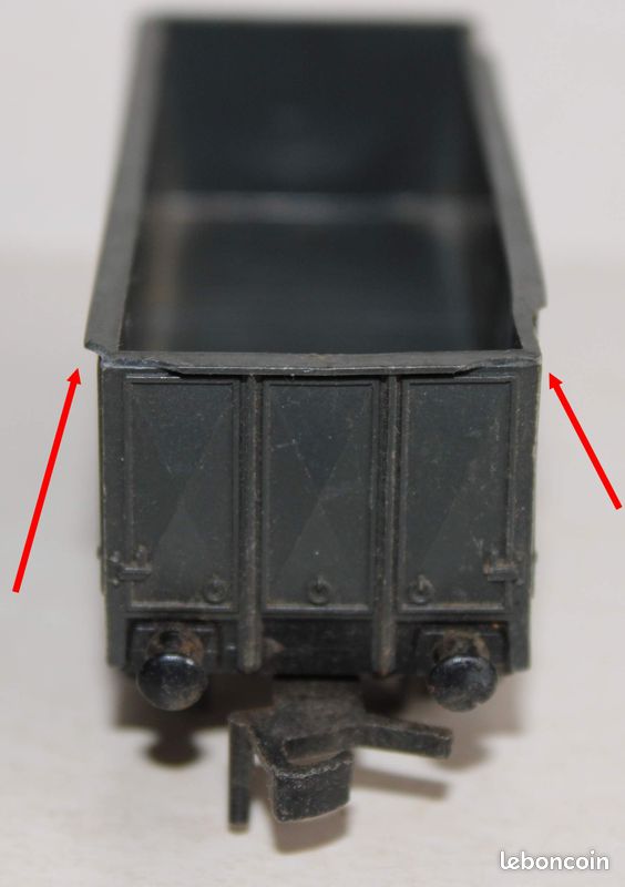 Lot De 3 Wagons Tombereau Hornby France HO - Référence 708/7080 - Repeints, Essieux Jouef - Occasion