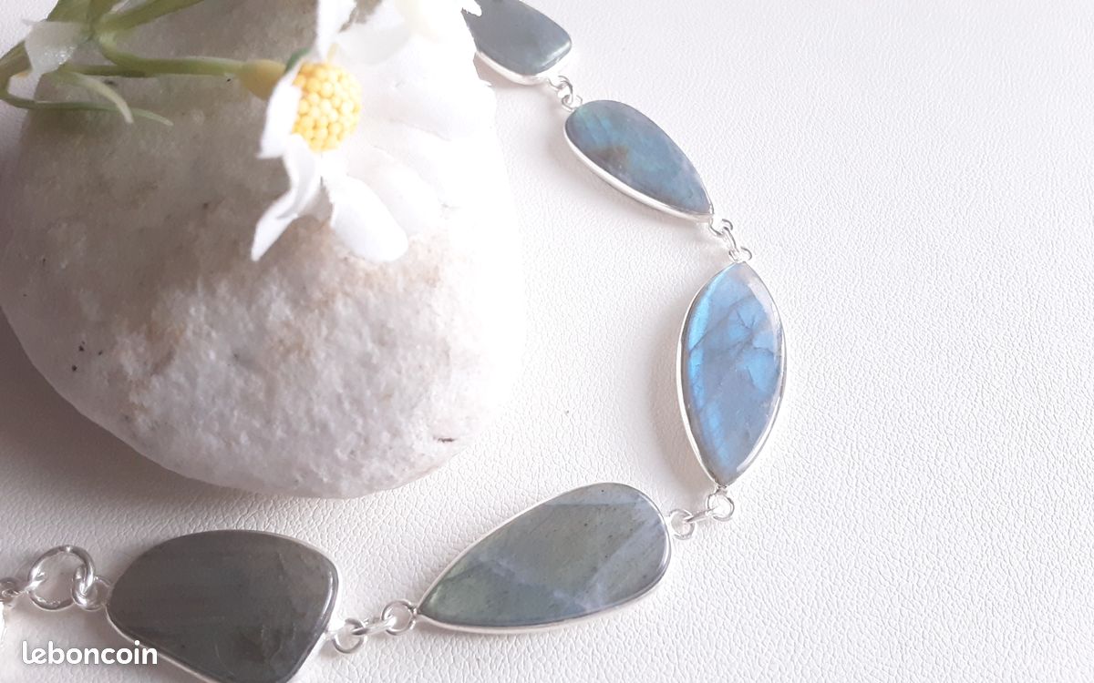 Superbe bracelet en pierre naturelle Labradorite pièce unique (image 9)