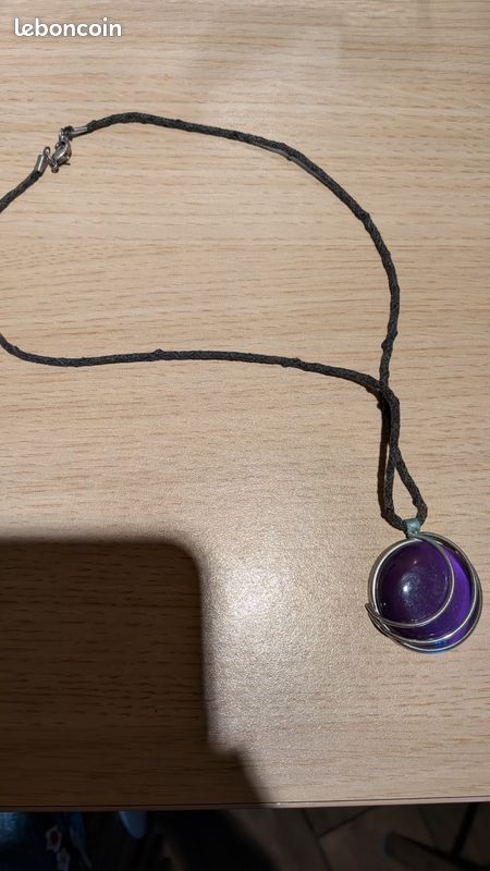 Collier Gothique En Argent Sterling Avec Pierre Violette - Taille 16 Pouces