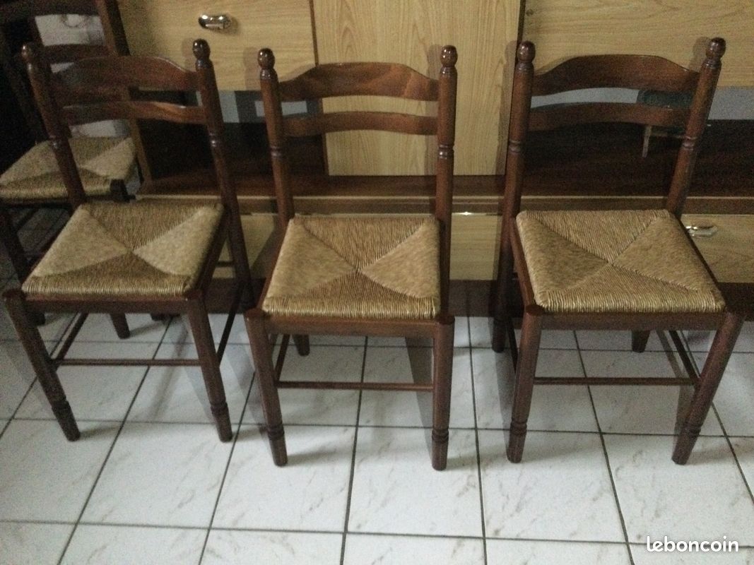 Chaise en bois paillées x6 (image 1)