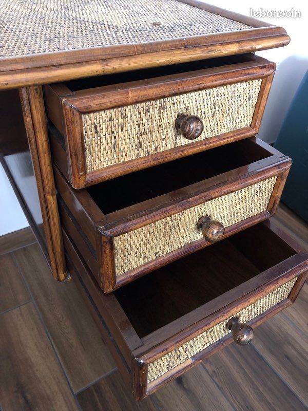 Bureau /coiffeuse rotin (image 4)