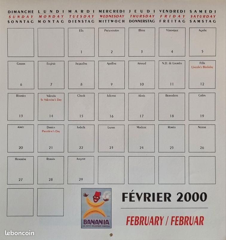 Calendrier année 2000 Banania (image 7)