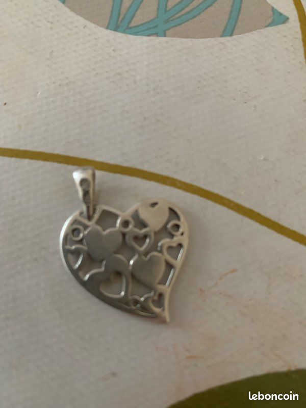 Pendentif Photo Coeur Camée motif Chérubin, Argent 925
