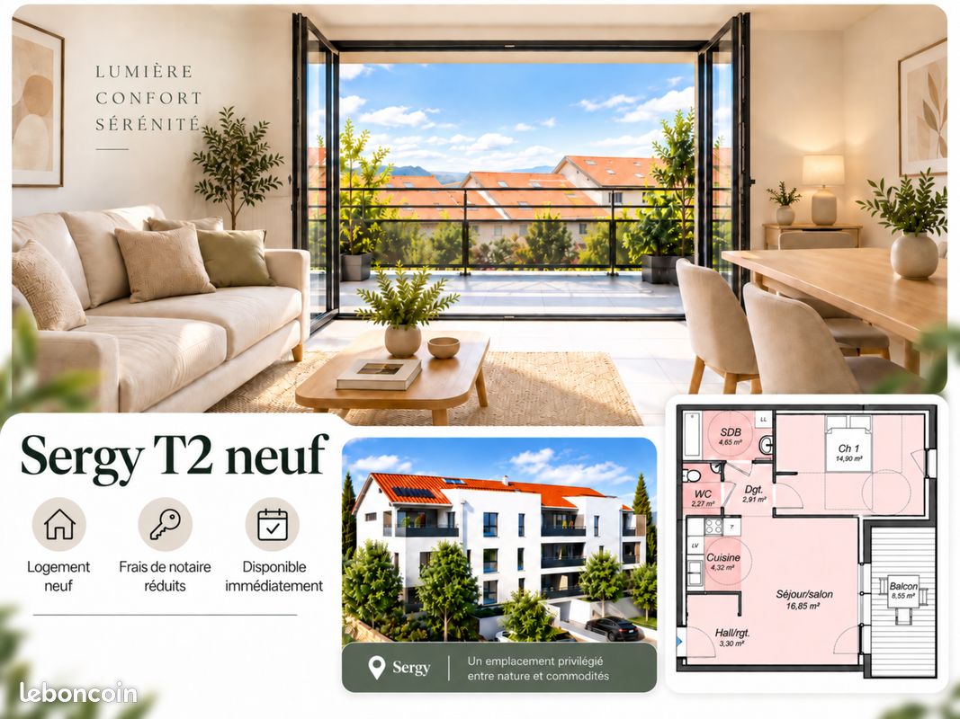 Appartement 2 pièces 49 m² · à Sergy · 49,1 m² · 295 000 €