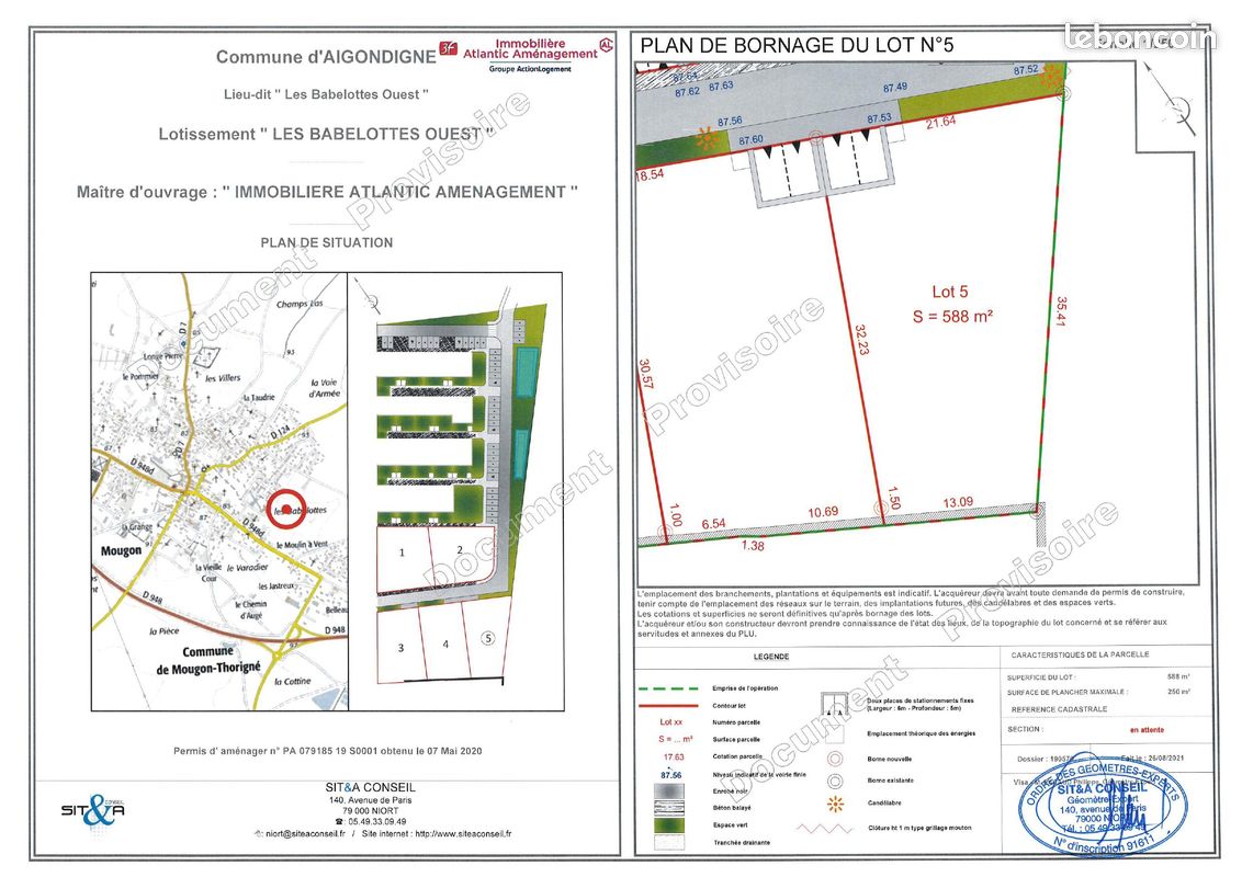 Terrain 588 m² · à Aigondigné · 588 m² · 26 460 €