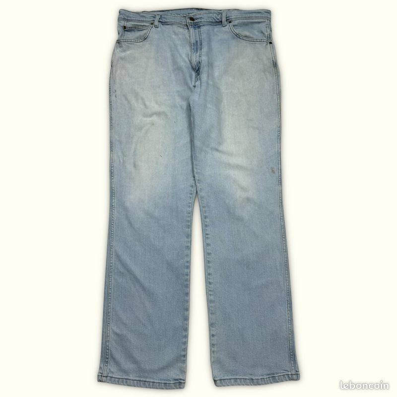 Jeans Homme Wrangler W40 L32 Bleu clair Coton Traces d'usure visibles Regular (image 1)