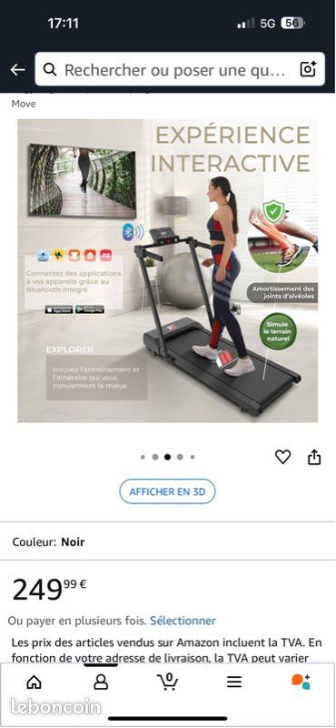 Tapis De Course Pliable YM Next 1000 - 12 Km/h, Surface 42 Cm, Bluetooth, 12 Programmes, Pour Maison, Bureau