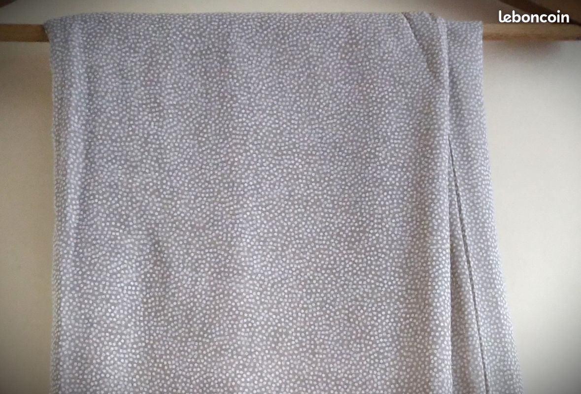 Tissu - coupon marron clair et pois blanc -140 X 360 (image 2)