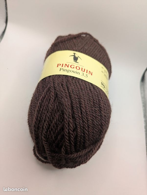 Pelote de laine / acrylique - 50g ≈ 115 m - couleur chocolat - Pingouin - Neuve (image 5)