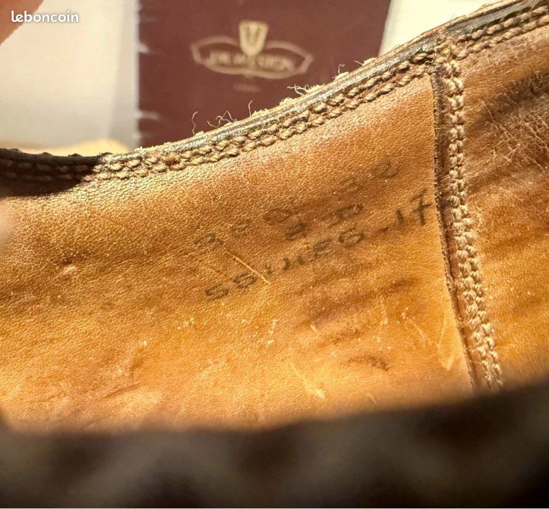 Chaussures jm weston modele triple semelle derby a bout fleuri en cuir marron taille 8 d 42 (image 8)