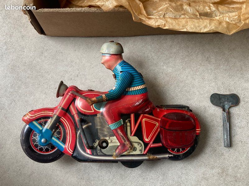 Jouet Ancien Moto Tôle Friction Linemar Japan Années 60 – Mécanique Vintage