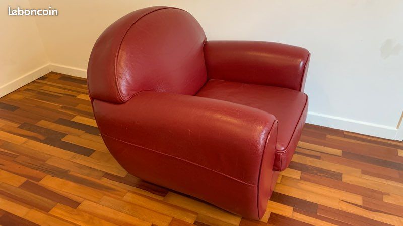 Fauteuil club cuir rouge (image 5)