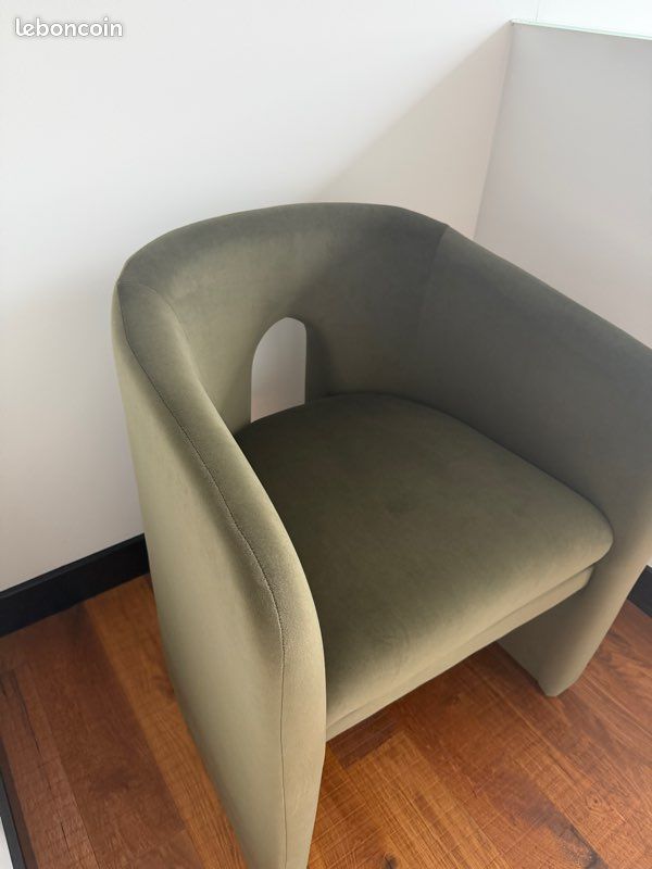 Chess - Fauteuil de table en velours vert kaki (image 5)