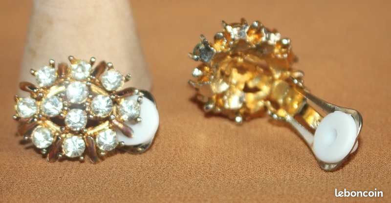 Boucles D'oreilles Femme Vintage Ton Or Clips - CZ - Fabriquées UK