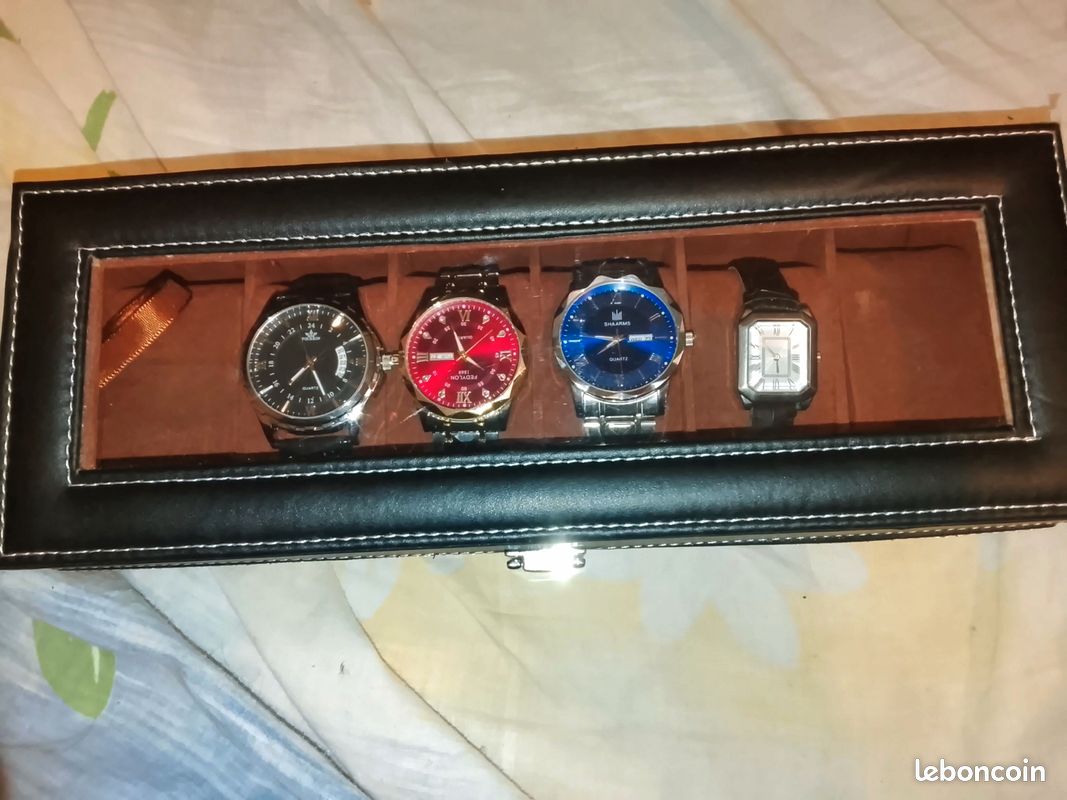 Coffret élégant avec 4 montre. 3 montre homme 1 femme avec boite de rangement (image 1)