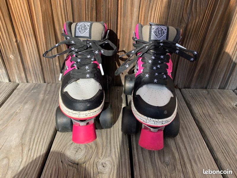 Patin à roulettes rose noir et blanc (image 1)