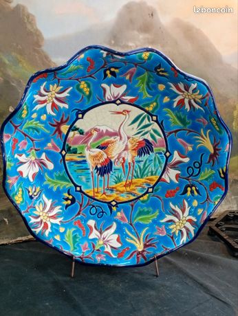 Compotier Ancien Longwy Joinville Motif Floral Bleu Et Blanc - Porcelaine - H 5 Cm
