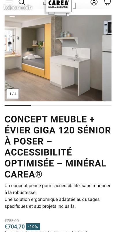 Meuble evier mobilité reduite giga 120 minéral carea (image 3)