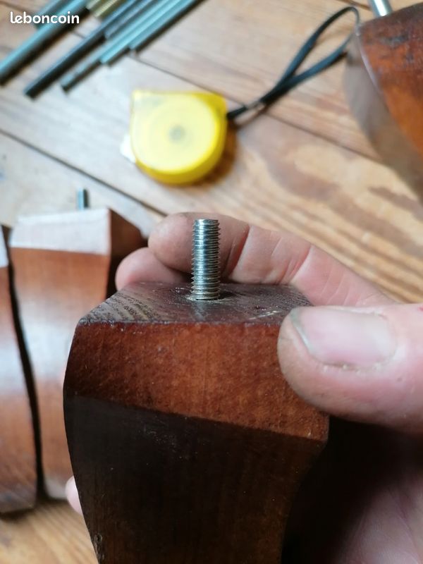 Pieds de lit bois forme ondulée ancien années 70/80 tige filetée ou lisse au choix (image 5)