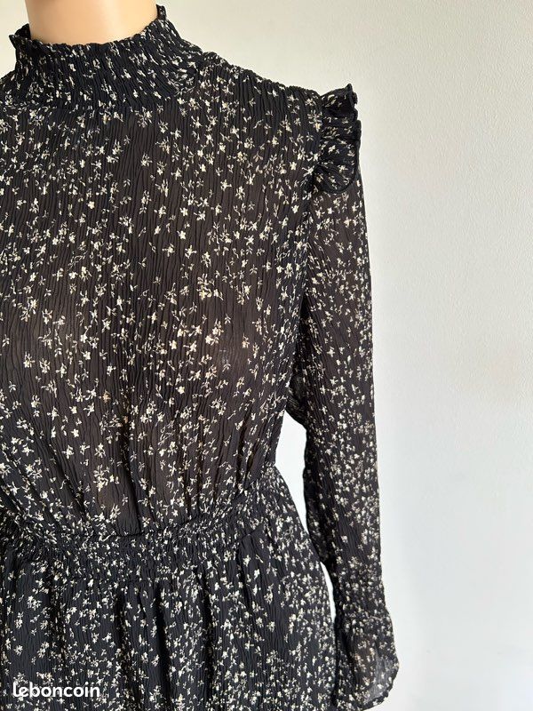 Robe noire et beige à manches longues Femme 9 taille XS jamais portée (image 6)