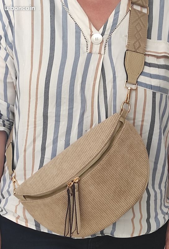 XIEXIESHER Sac Banane Velours Côtelé, Femme Velour Côtelé, Sac à Bandoulière Sangle Réglable, Polyvalent Pour Femme Homme Pour Faire Du Shopping, Voyager Et Travailler(Blanc