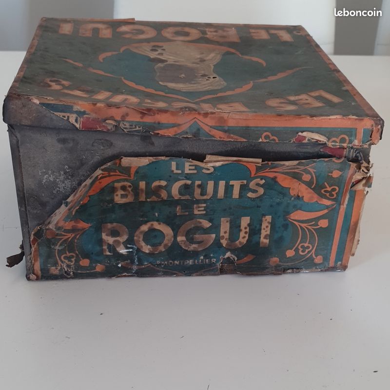 Ancienne boîte à biscuits en métal publicitaire, les biscuits le ROGUI (image 4)