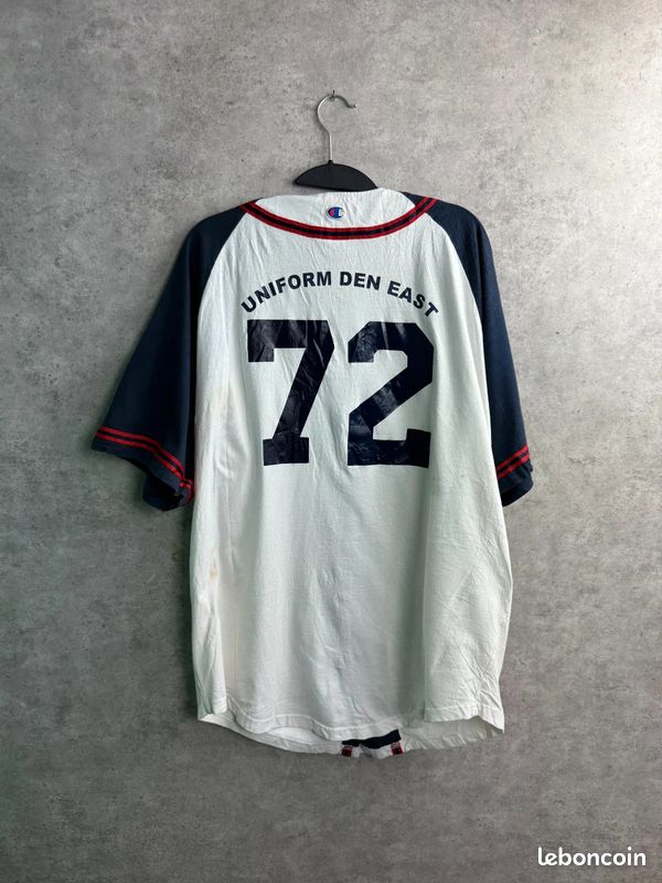 Maillot Baseball Champion Vintage Blanc Bleuté Bleu Marine Rouge Y2K Streetwear Oversize #2904 (image 2)
