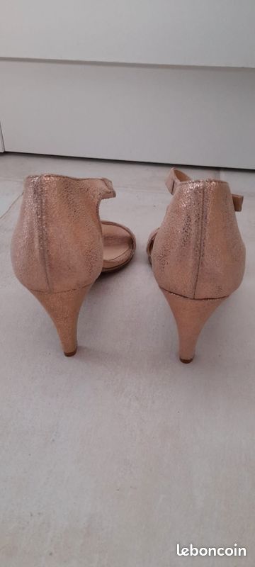 Escarpins JONAK Vintage Rose Doré - Taille 36 - Cuir - Paris - Occasion Collection