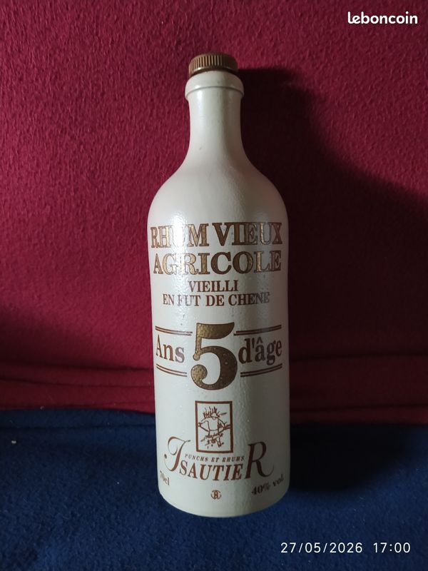 Bouteille ancienne de rhum en grès – 810 g – objet déco / collection (image 1)