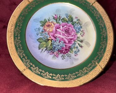 Assiette En Porcelaine De Limoges - Diamètre 25 Cm - Décor Main Fleuri - Occasion