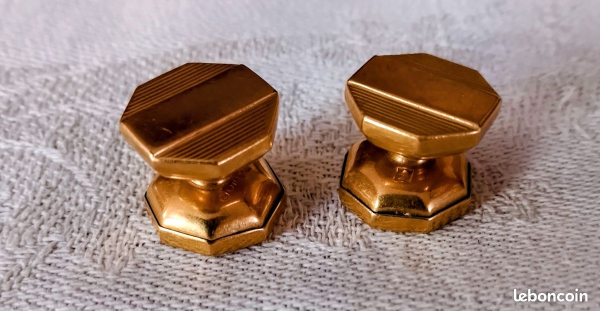 Boutons De Manchettes Art Déco Argentés - Occasion Très Bon état, Métal, Fabriqué En France