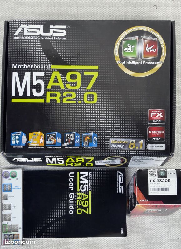 Carte mère ASUS M5A97 EVO R2.0 avec processeur, barrettes mémoires, ventirad (image 6)