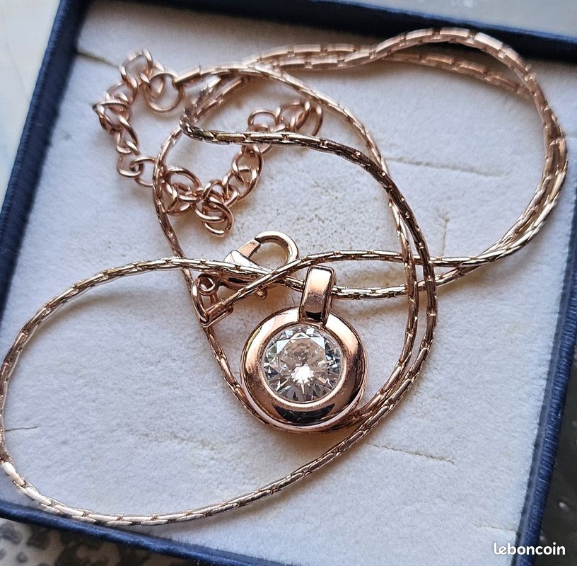 Collier pendentif pépite d'or : chaîne corde de 4 mm, métal plaqué épais 14 carats, garantie de remplacement à vie - France