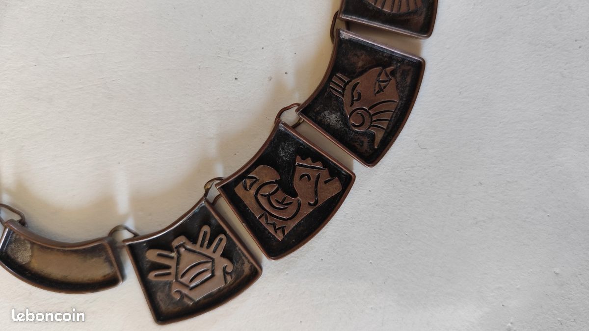 Parure Vintage Argent 925 - Collier Ras Du Cou, Bracelet Et Boucles D'oreilles Années 70