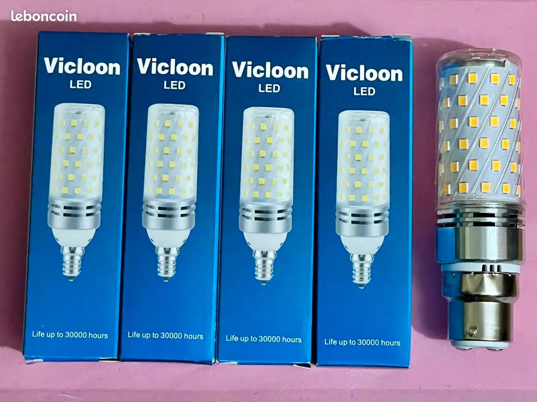 Lot de 4 VICLOON Ampoules Maïs LED à culot B22 12W 3000K (AC175-265V) Neuf (image 1)