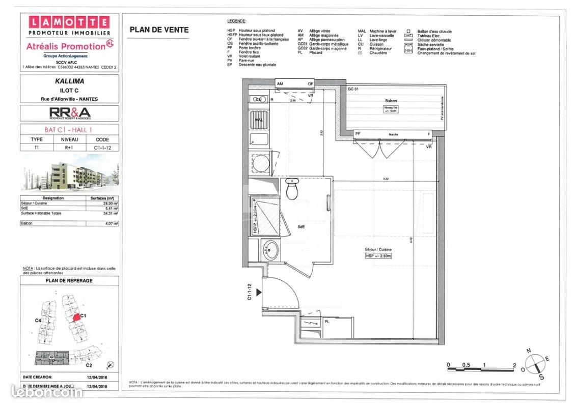 Appartement 1 pièce 34 m² · à Nantes · 34 m² · 522 €/mois